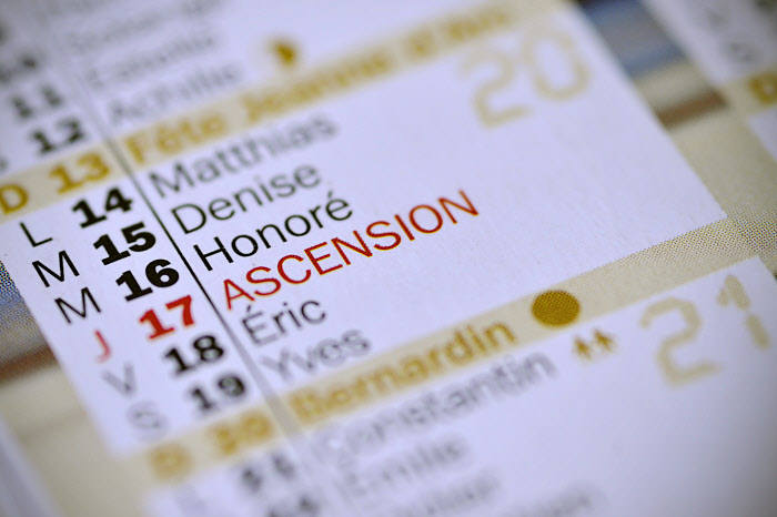 3 avril 2012: Illustration calendrier, jour de l'ascension, France.