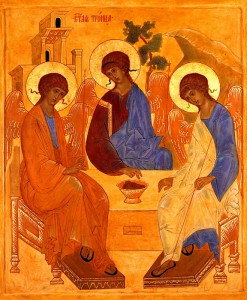 janvier 1997: Art Sacré, copie avec variante de l'Icône de la sainte Trinité de Andreï Roublev.