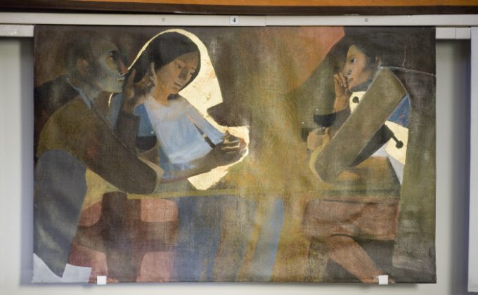4 février 2010 : "Les pèlerins d'Emmaüs" oeuvre du peintre d'ARCABAS, Musée d'Art Sacré Contemporain dans l'Egl. de Saint-Hugues-de-Chartreuse entièrement consacré aux oeuvres du peintres ARCABAS (travaux réalisés entre 1953 et 1991). Isère (38), France.

February 04, 2010 : The musée d'art sacré contemporain in the Ch. of Saint-Hugues-de-Chartreuse. Monumental paintings and creations by ARCABAS, painter born in 1926. Isère, France.

En publiant cette photo, vous vous engagez à verser des droits à l'ADAGP.