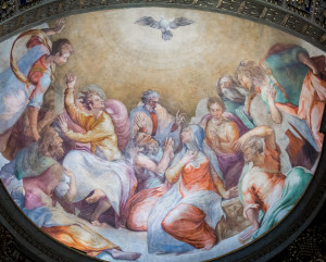 Fresque représentant la Pentecôte, dans une église romaine.