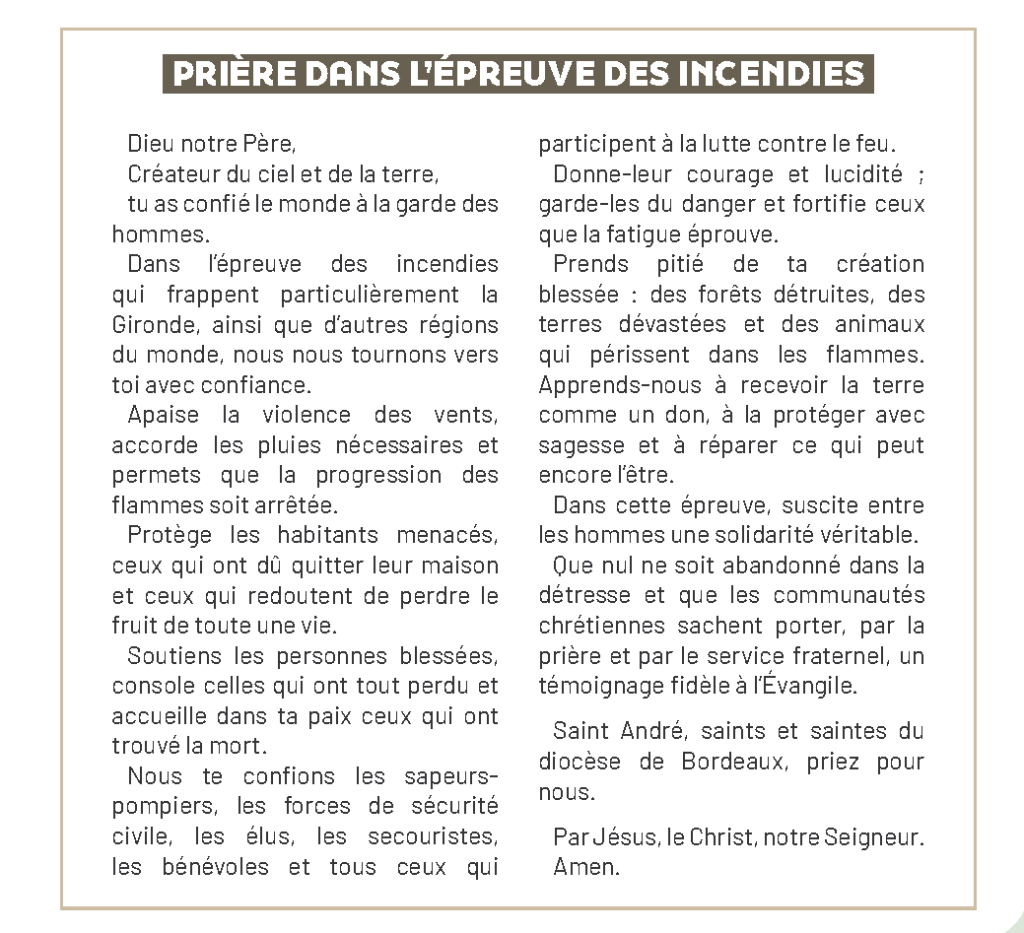 Prière Incendies Gironde